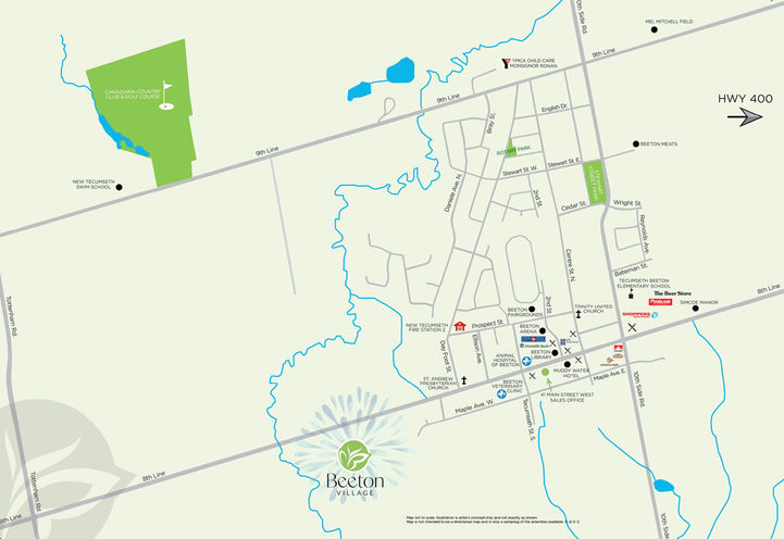 Beeton Village Map of Project Location and Surrounding Amenities