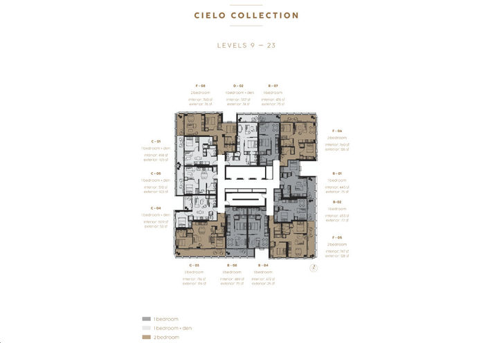 Cielo Condos- Cielo Collection Typical Keyplate Floors 9-23