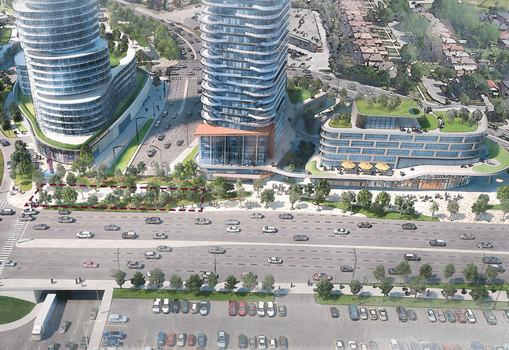 Bird's Eye View Rendering From Dundas St. of Cloverdale Mall Condos 3