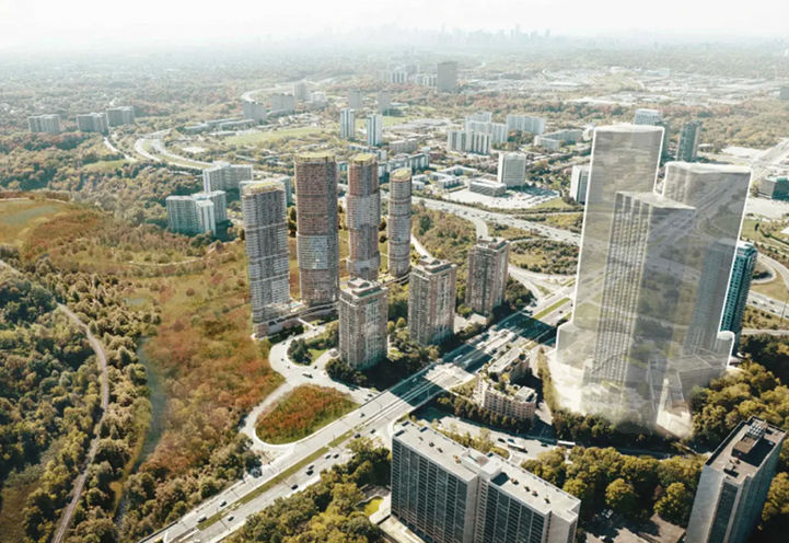 Don Valley Reconnects Condos Bird's Eye View of Towers