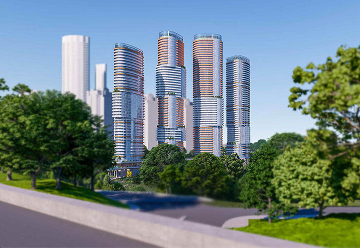Don Valley Reconnects Condos Streetscape View of Towers