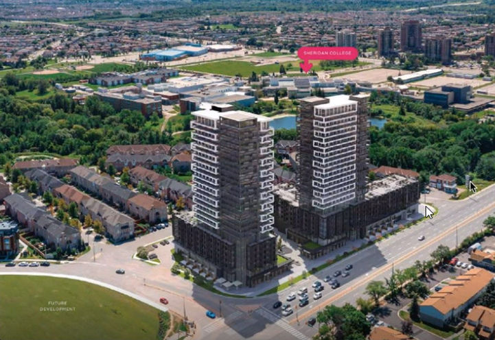 Duo Condos Aerial View of Towers Close to Sheridan College