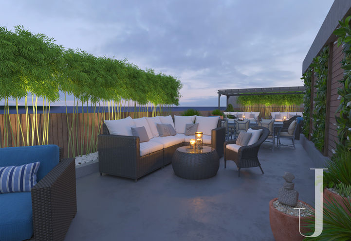 Johnathan Towns Rooftop Terrace with Fire Pit and Seating