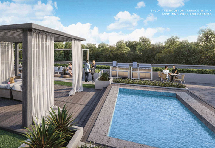 NUVO Condos, Rooftop Terrace with Cabanas and Swimming Pool