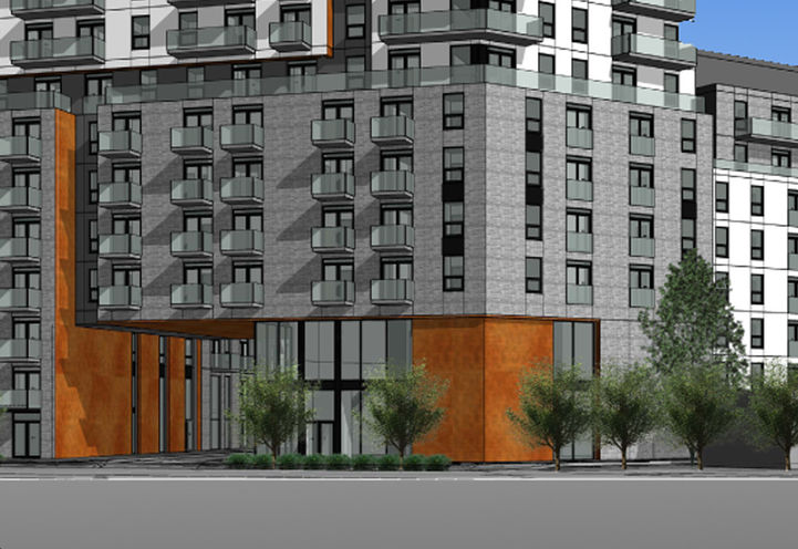 Place On The Go Condos Podium View Early Rendering