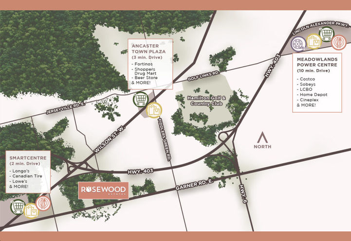 Rosewood Estates Map of Project Location and Neighbourhood Amenities