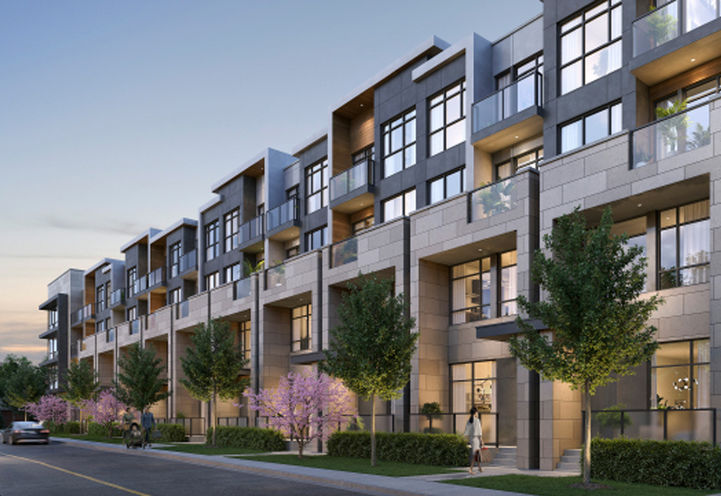 The Deane Condos Streetscape View of Ground Level Exteriors